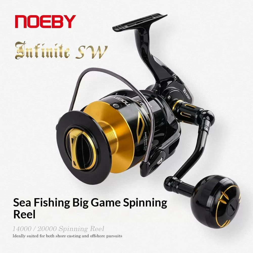 NOEBY Spinning Fishing Reel Full Metal 14000 20000 Ball Bearings Max Drag 30kg Saltwater Offshore Jigging Popping