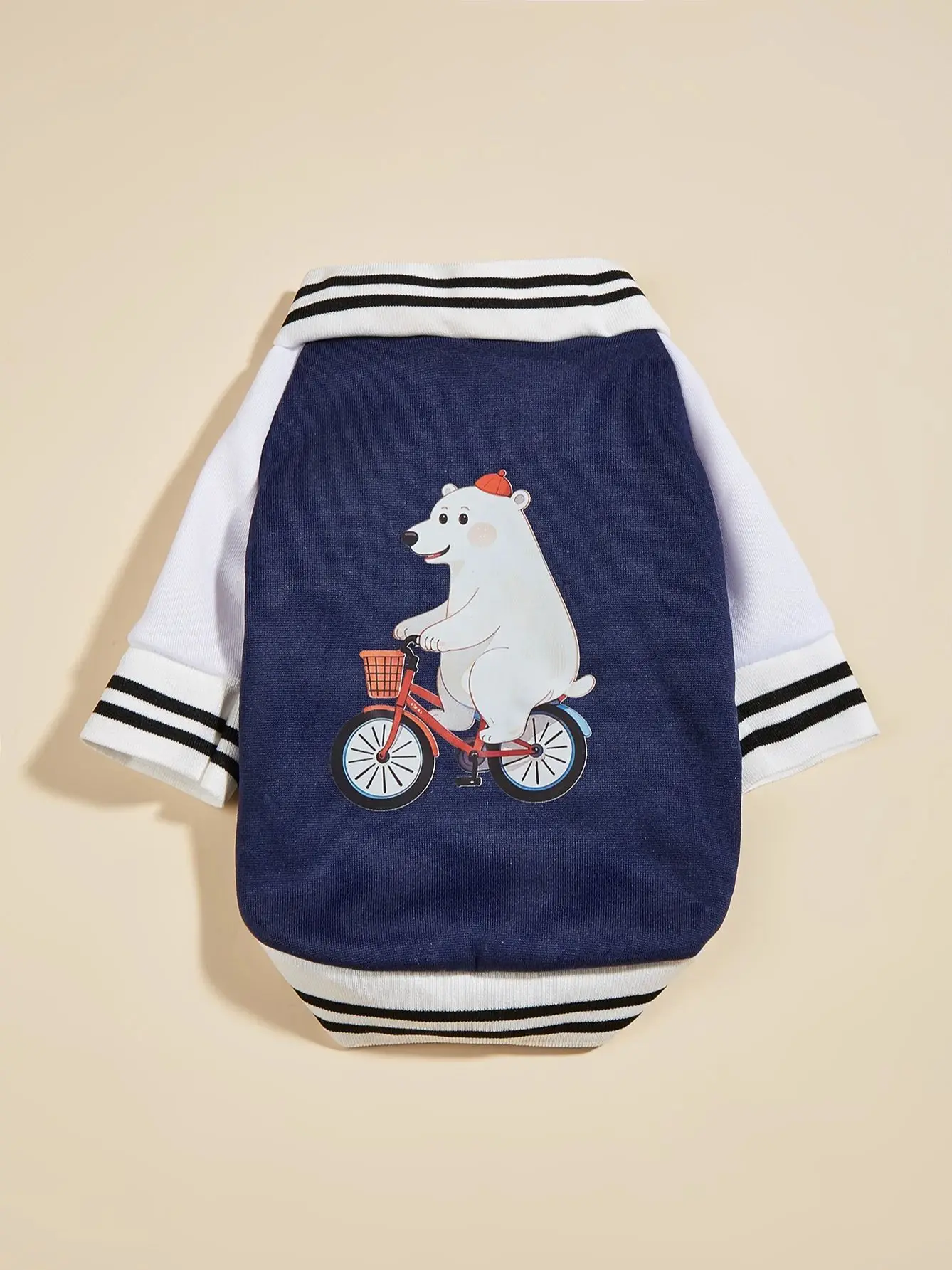 Pet clothes dog cat jacket warm and comfortable clothes with white bear cycling print navy blue new piece