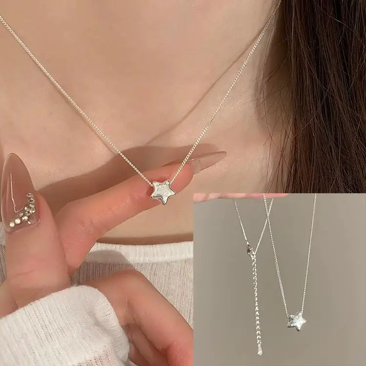 Women's 925 Sterling Silver Bead Geometry Necklace, Korean Design