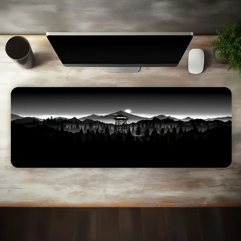 Repose-poignets extra-longs pour PC/ordinateur portable, design carte nocturne de montagne et de château de style fantasy sombre, tapis de souris pour bureau