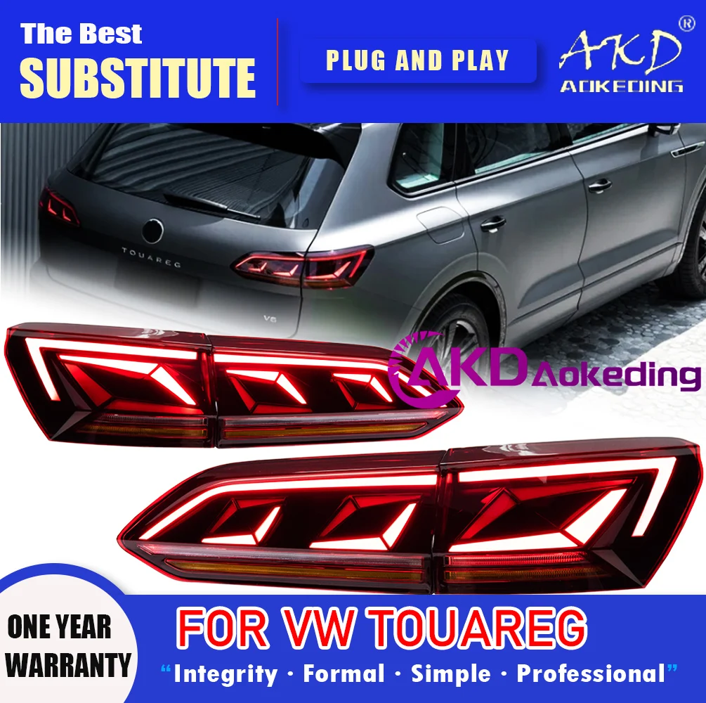 AKD Tail Lamp for VW Touareg LED Tail Light 2019-2023 Touareg Rear Fog Brake Turn Signal Automotive Accessories