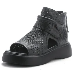 Nuovi sandali romani estivi sandali in vera pelle infradito scarpe da donna sandali piatti Comfort scarpe moda nere