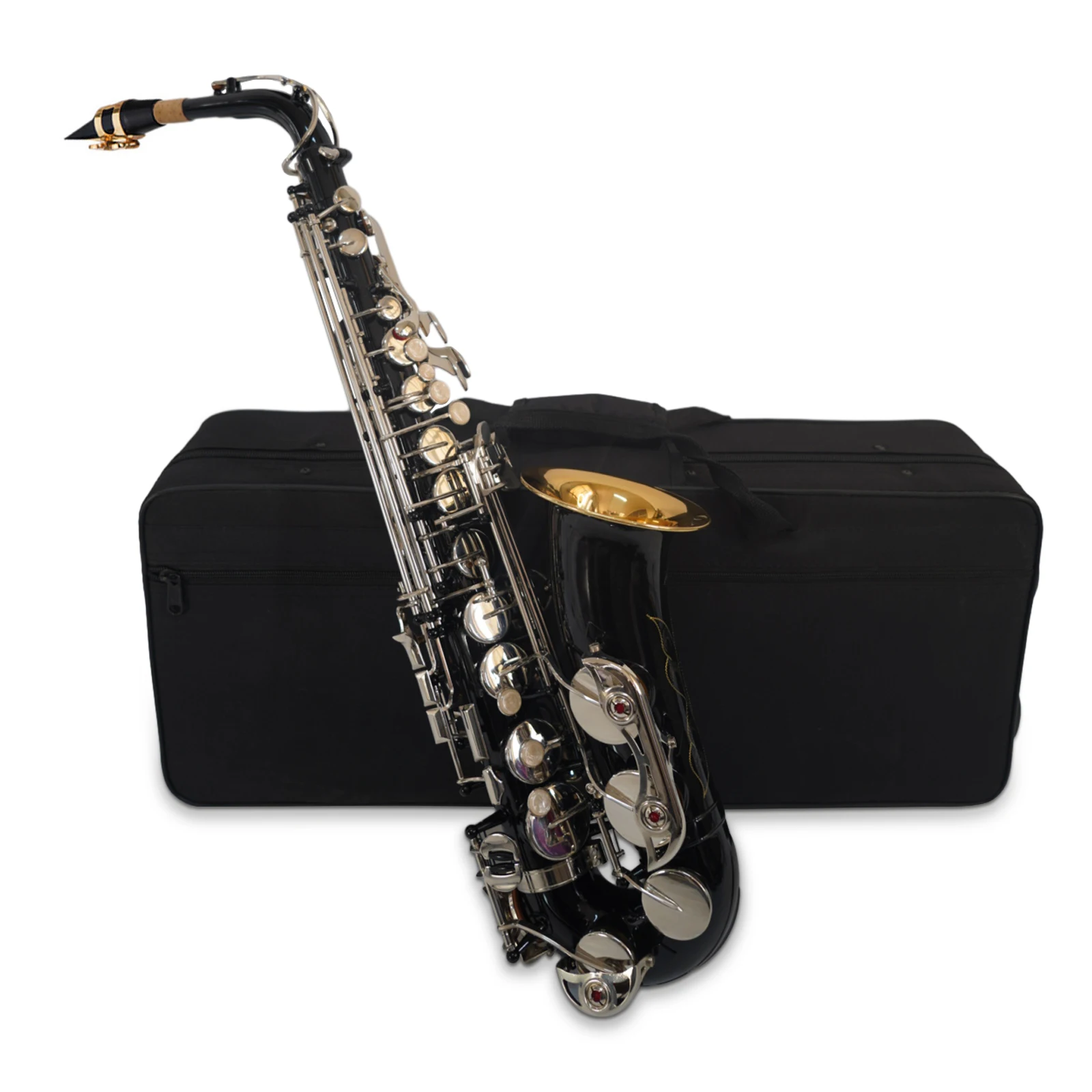 

Eb Alto Saxophone Sax Brass Body White Shell Keys Woodwind Instrument with Carry Case Gloves Cleaning Cloth Brush Sax Neck