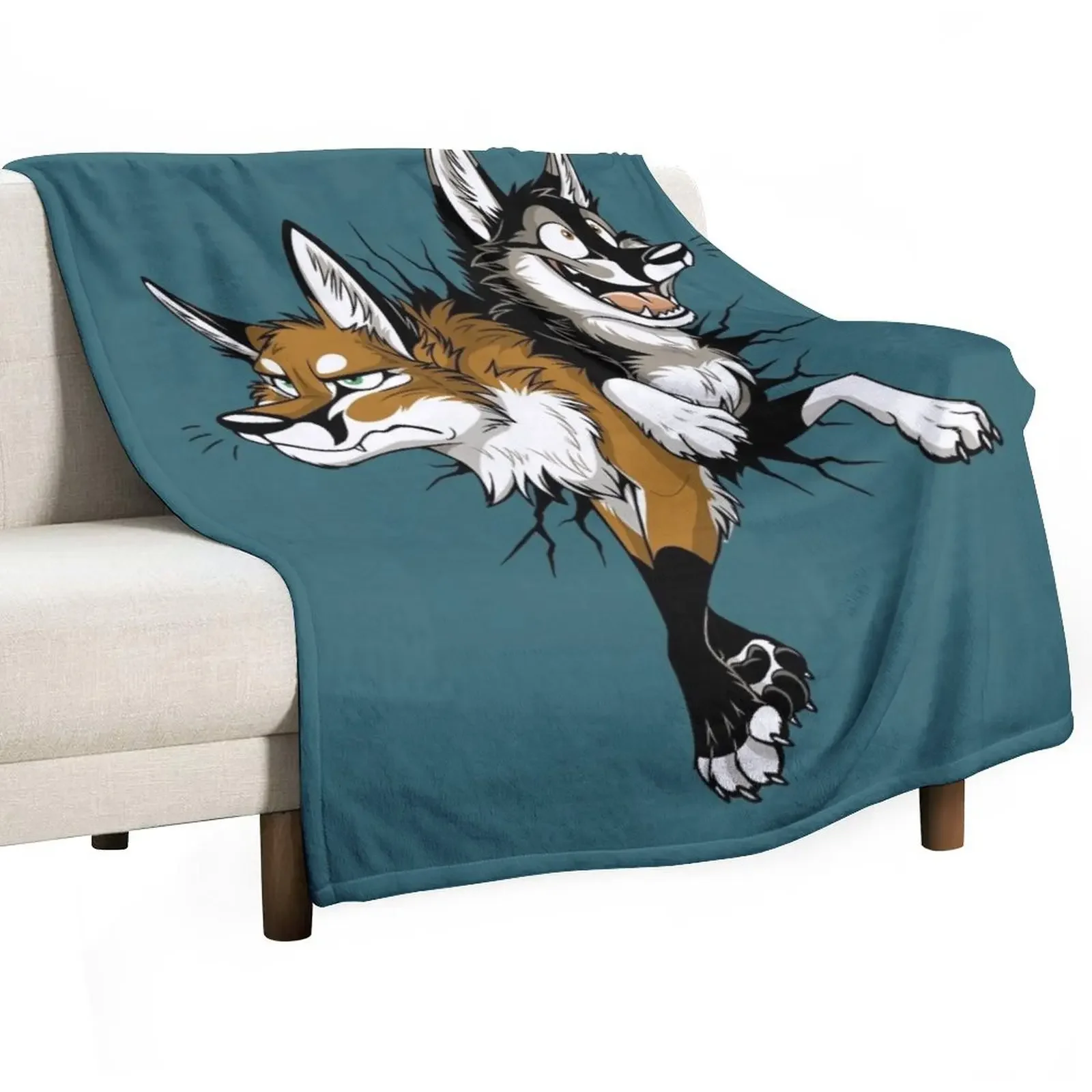 STUCK Foxes Throw Blanket Furrys Polar Blankets