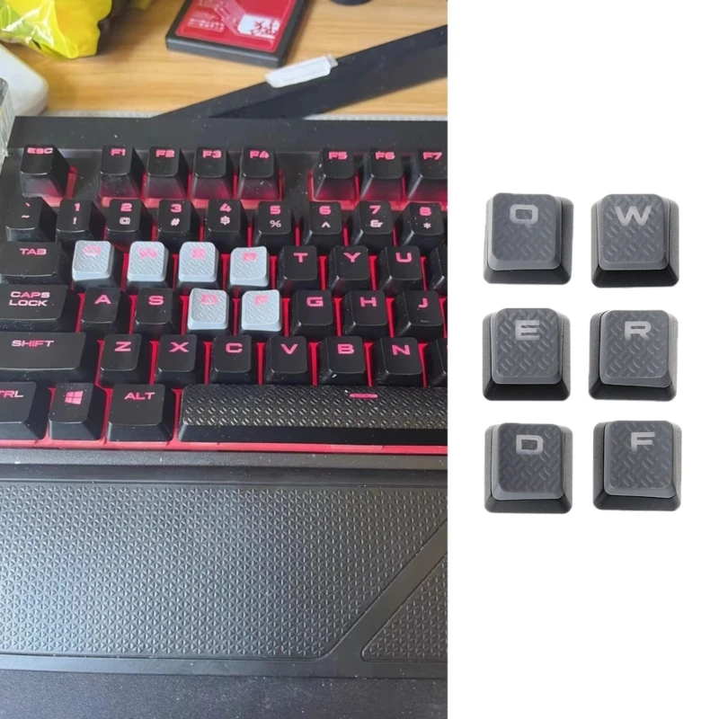 6PCS FPS Keycap ABS Backlit Non Slip Texture Key for Corsair K70 K65 K95 RGB STRAFE Gaming Keyboards Cherry MX