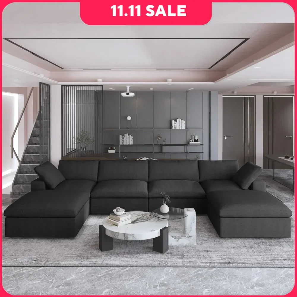 

Sectional Sofa with 2 Storage Ottomans, Sofa Covers Washable&Replaceable, 160.6" U Shaped Sofa Couch