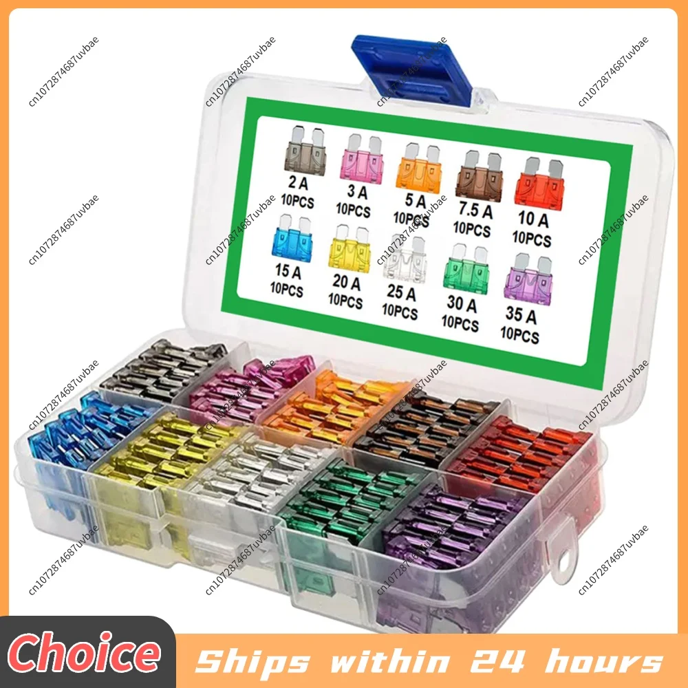 100-500Pcs Car Fuses 2A 3A 5A 7.5A 10A 10 Types Car Fuse Assortment 15A 20A 25A 30A 35A Blade Type Fuse Assorted Kit