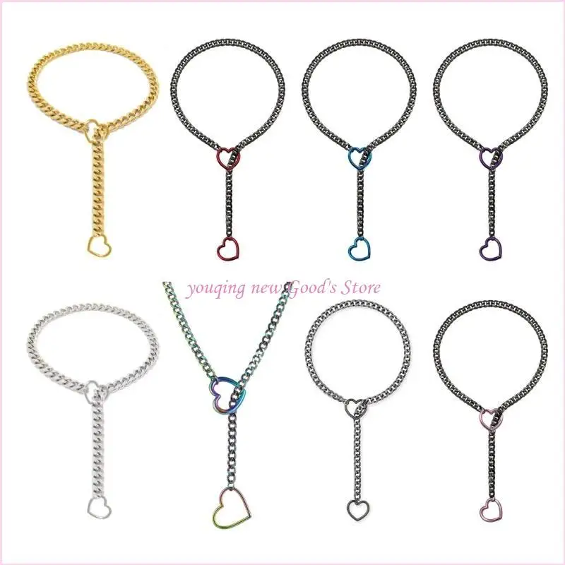 

Ожерелье из нержавеющей стали 57QA в стиле панк-рок, шикарное ожерелье с подвеской в ​​виде сердца и регулируемой цепочкой для