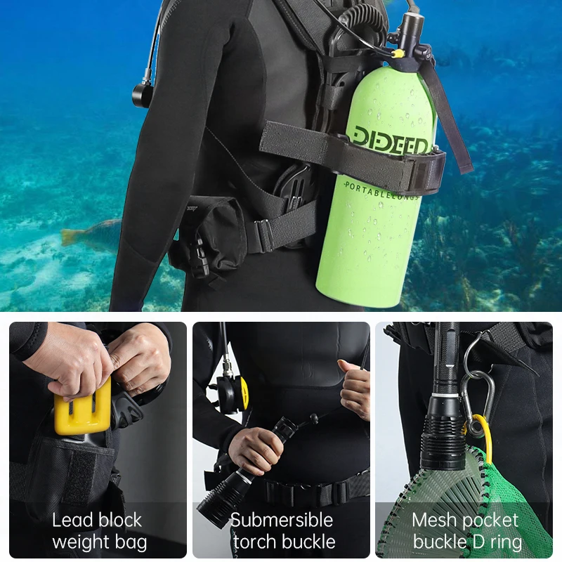 New 4L Scuba Diving Cylinder Oxygen Tank Set Snorkeling Equipment Respirator Fish Gill Oxygen Cylinder Standby Diving Equipment