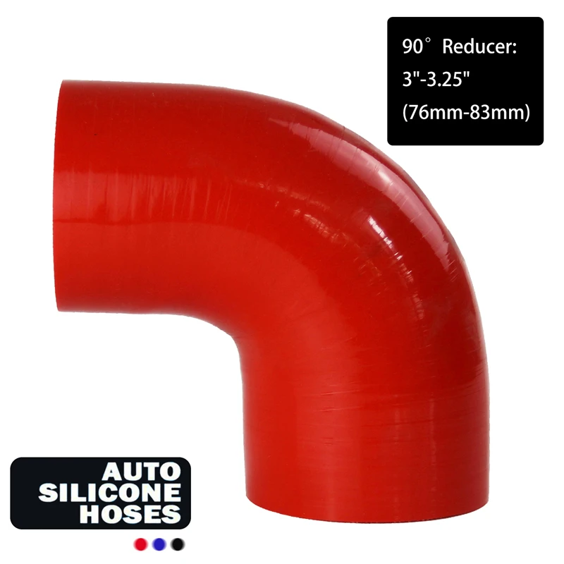 

3" to 3.25" ID Silicone 90 Degree Elbow Reducer Pipe Hose 76mm to 83mm