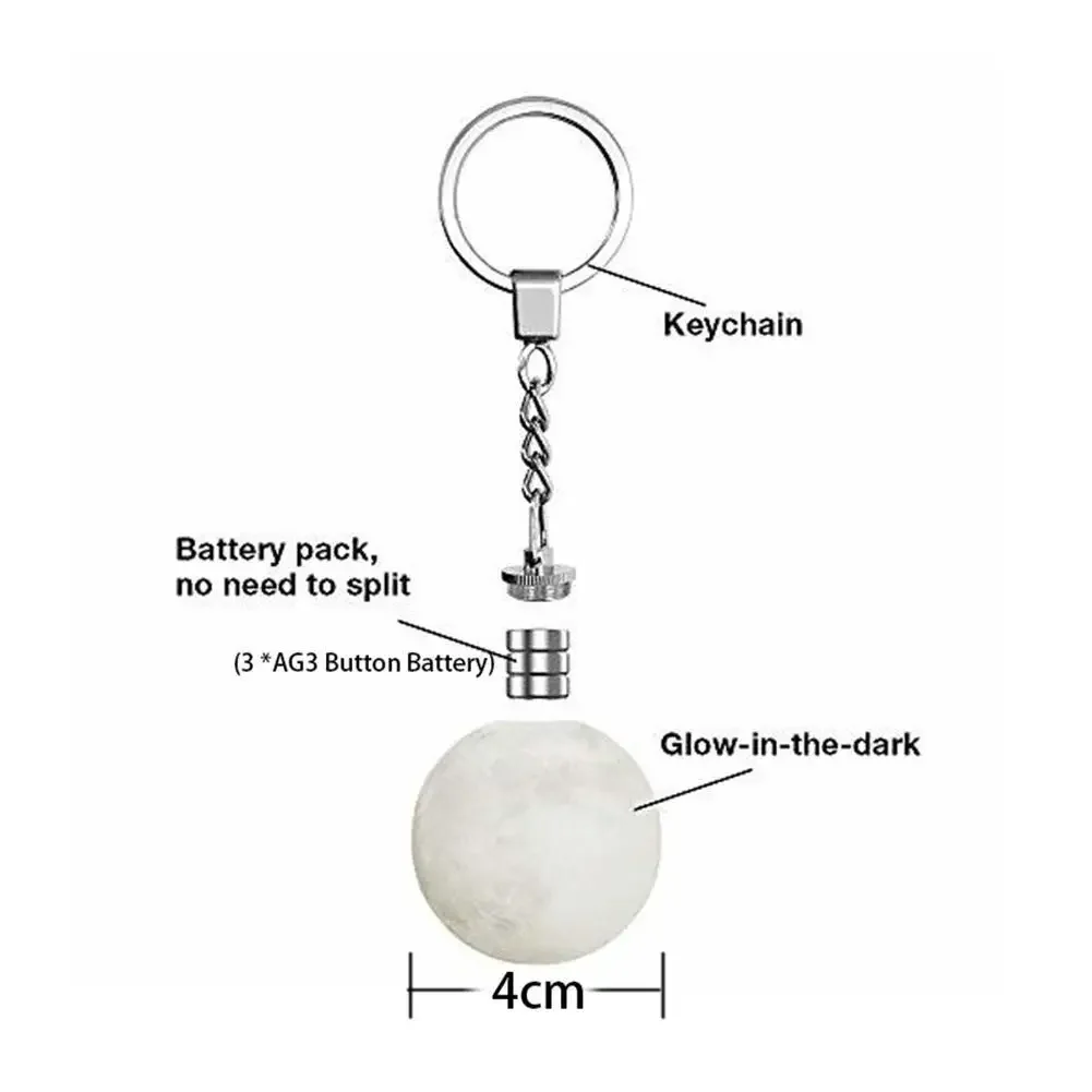 Glow In The Dark Multicolor Planet Galaxy Keychain Universe Key Chain Outer Space Astronomical Jewelry Glass Ball Keyring