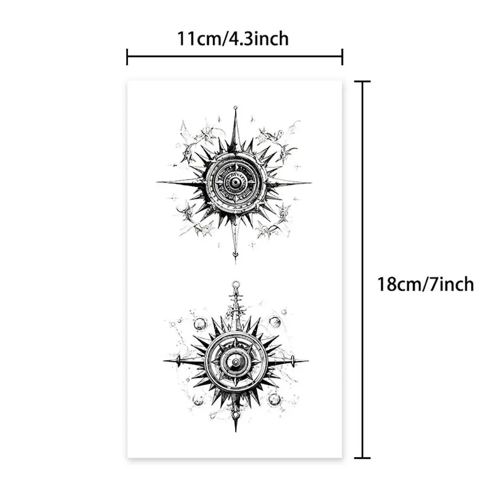 ملصق وشم مؤقت مقاوم للماء ، نمط بوصلة ، غير عاكس ، مزيف ، يدوم طويلاً ، موضة