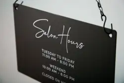 Store Hours Hanging Acrylic Sign Custom Signage Office Home Airnb Rental Business Door House Number Name Address Spa Salon Plate