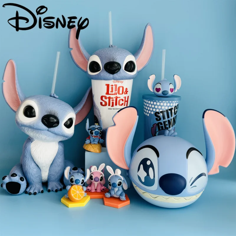 

Genuine Disney Stitch Anime Merchandise Cute 3D Character Water Cup Sipper & Popcorn Bucket Multi-Use Anime Toy Christmas Gift