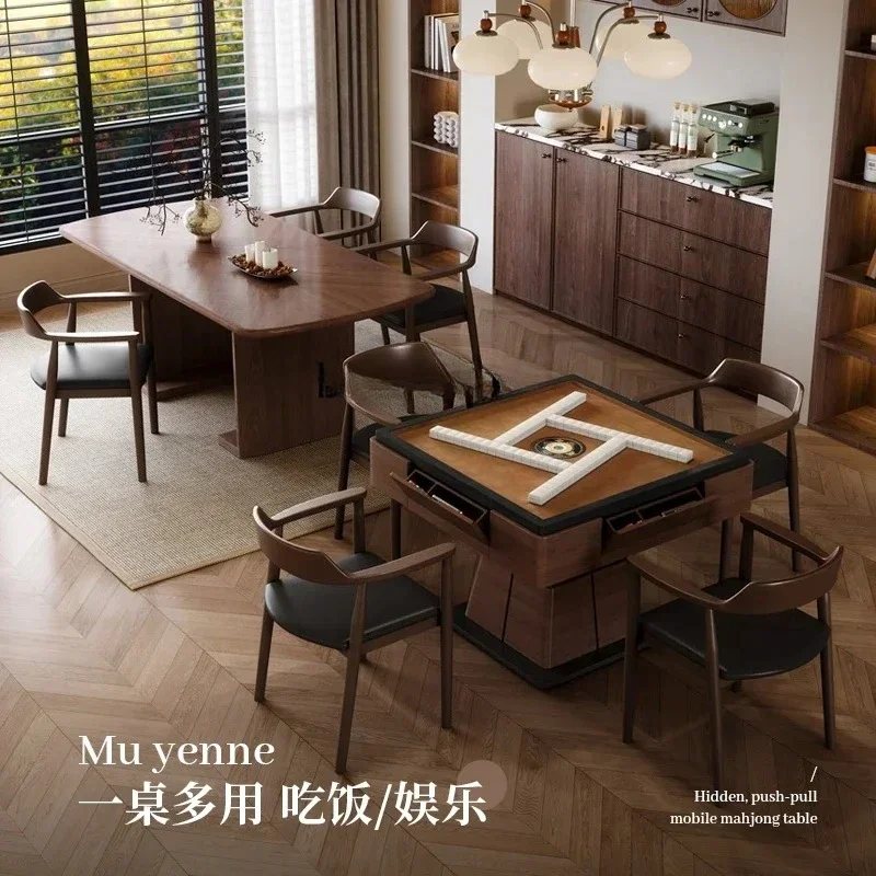 Solid wood dining table mahjong table integrated dual-purpose automatic living room household dining table multi-functional