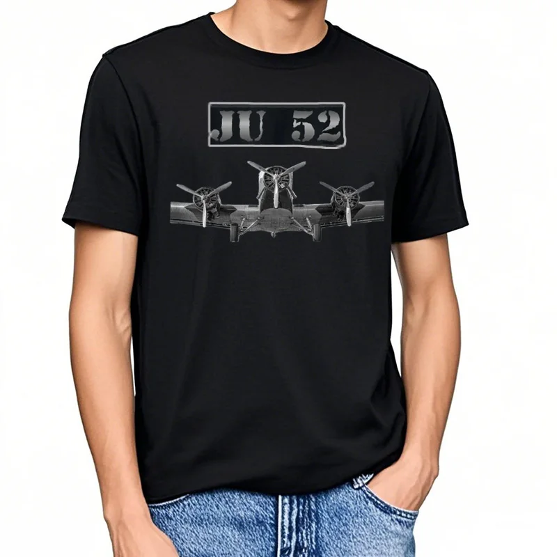 Футболка с немецким самолетом Junkers Ju 52, тримотор, времен Второй мировой войны, повседневная мужская футболка из 100% хлопка с круглым вырезом и короткими рукавами, размер S-3XL