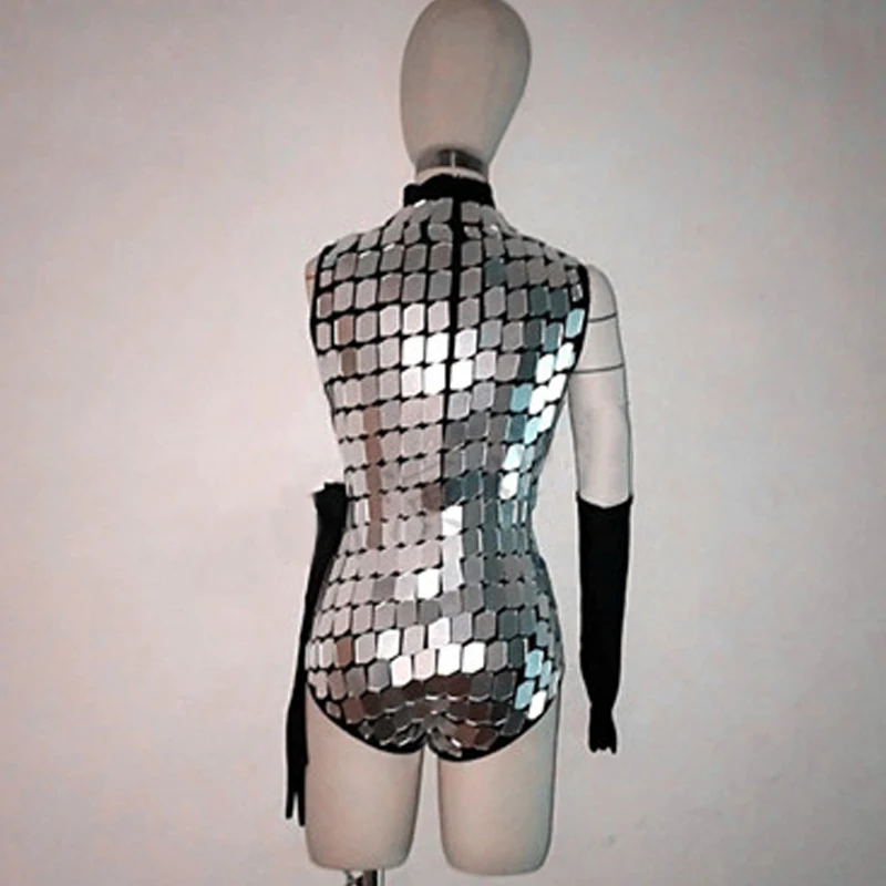 Body Sexy de lentejuelas con espejo para mujer, traje de escenario de baile Gogo, mono con diamantes de imitación, club nocturno, Dj, Ds, traje de fiesta Rave yj126, 2026