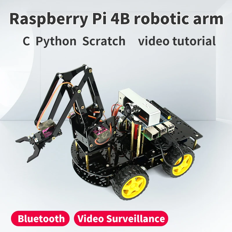 Raspberry Pi 4 B raspberry pi robotic arm car WiFi bluetooth programming robot