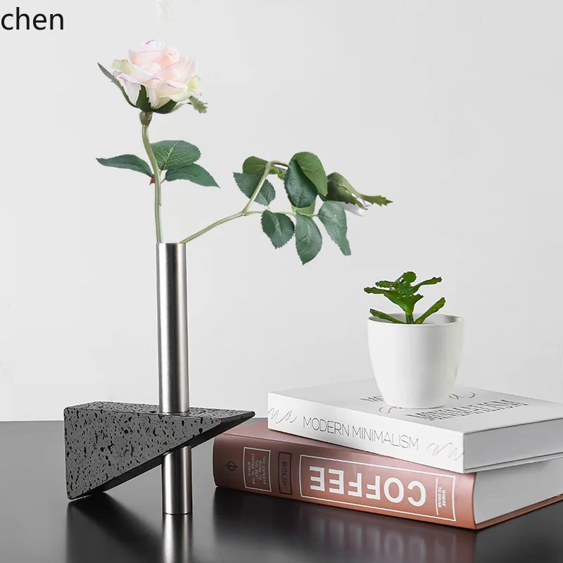 Zml triangular marble candlestick - living room, dining room, model home soft decoration ornament vase