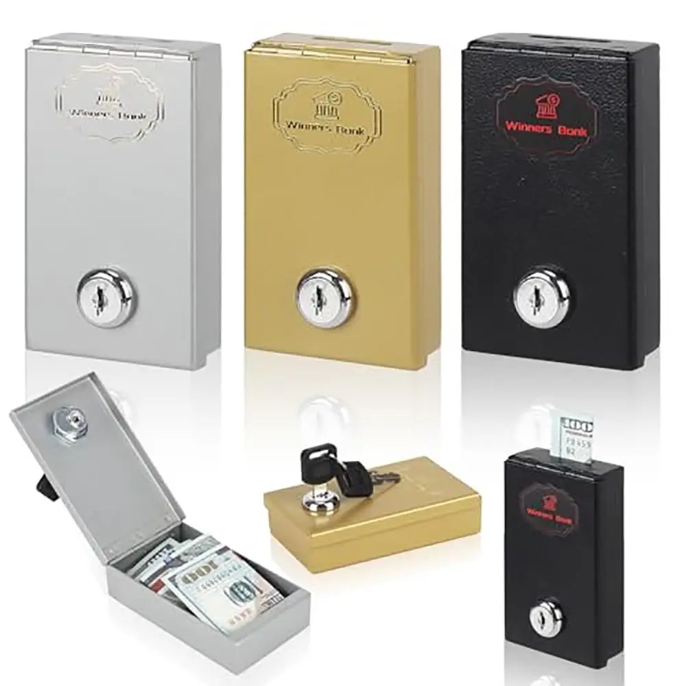 Portable Metal Cash Box Pocket Sized Reusable Money Safe with Key Mini Lock Box