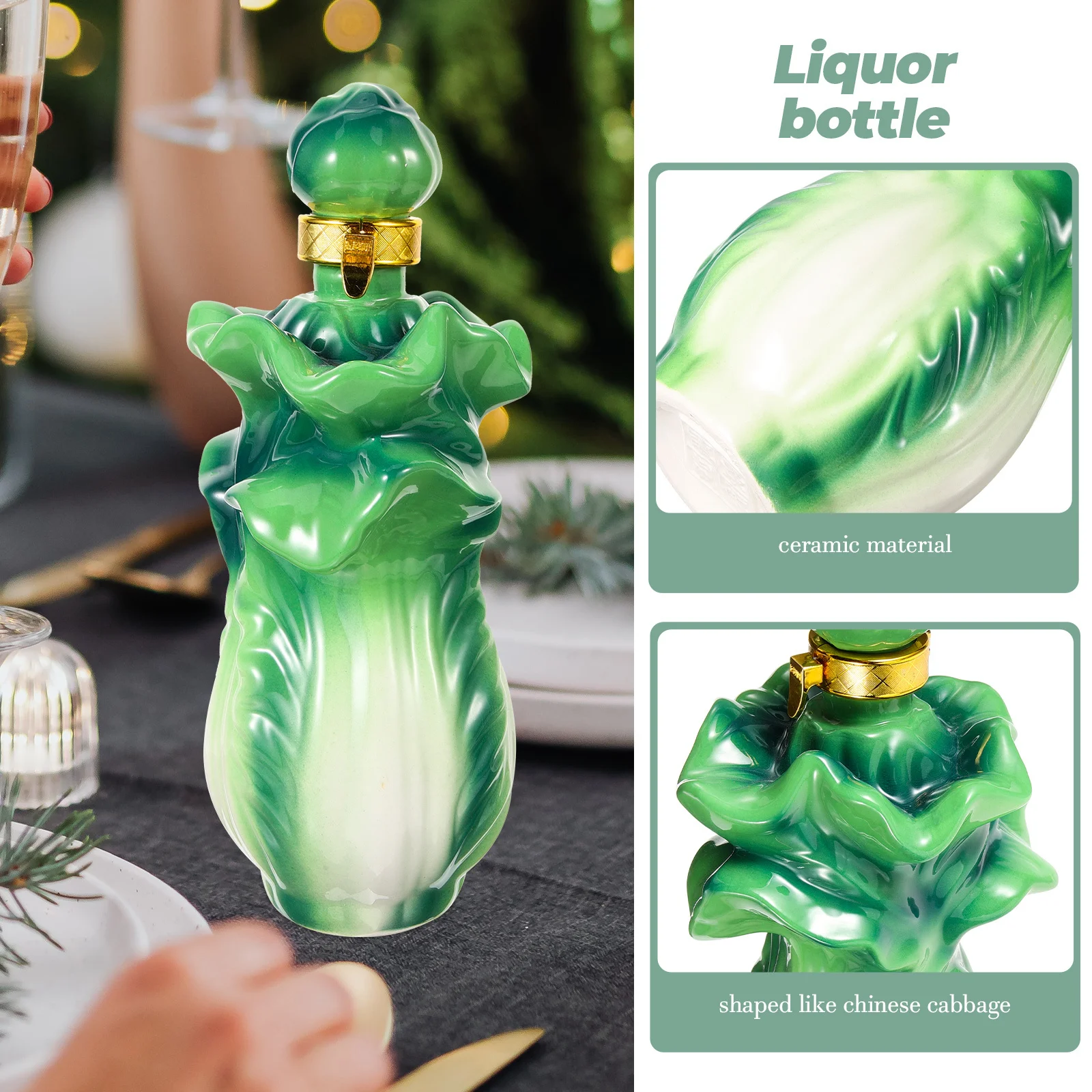 

Ceramic Wine Bottle Chinese Cabbage Shaped Liquor Container Sealed Empty Jar for Home Decor and Gift Cool Gadgets for Men