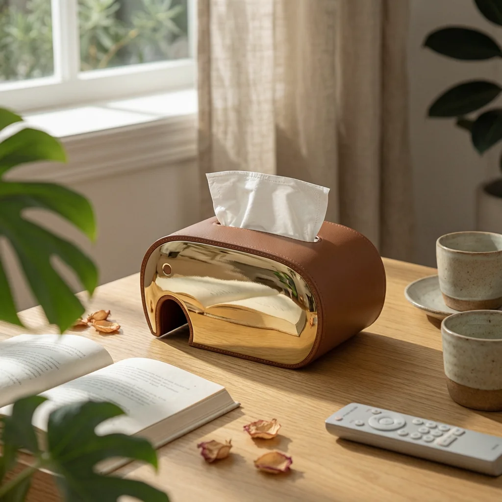 Tissue Box Cover Stainless Steel Tissue Box Cover with Mirror Finish Holder Decorative Modern for Vanity, Living Room
