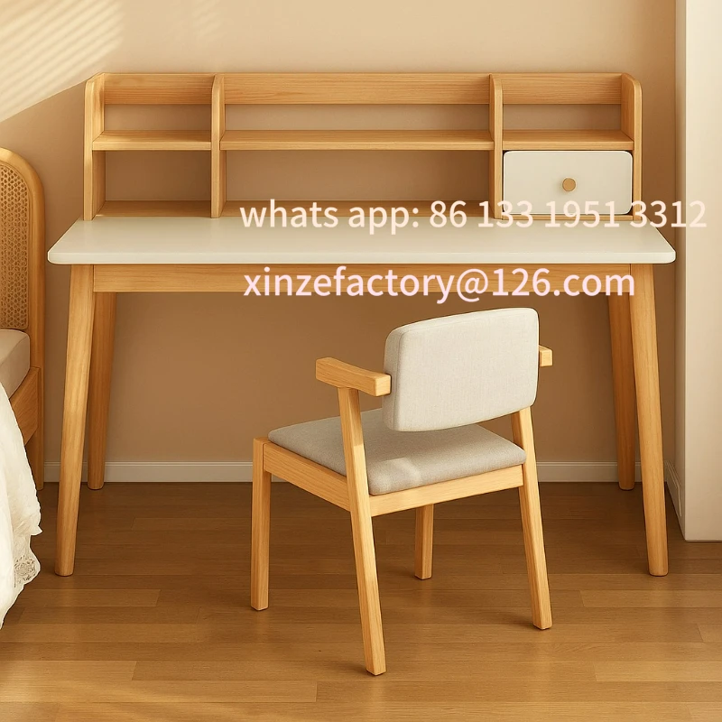

Customizable Desk Bookshelf Integrated Table Girls Bedroom Household Computer Desk with Drawers