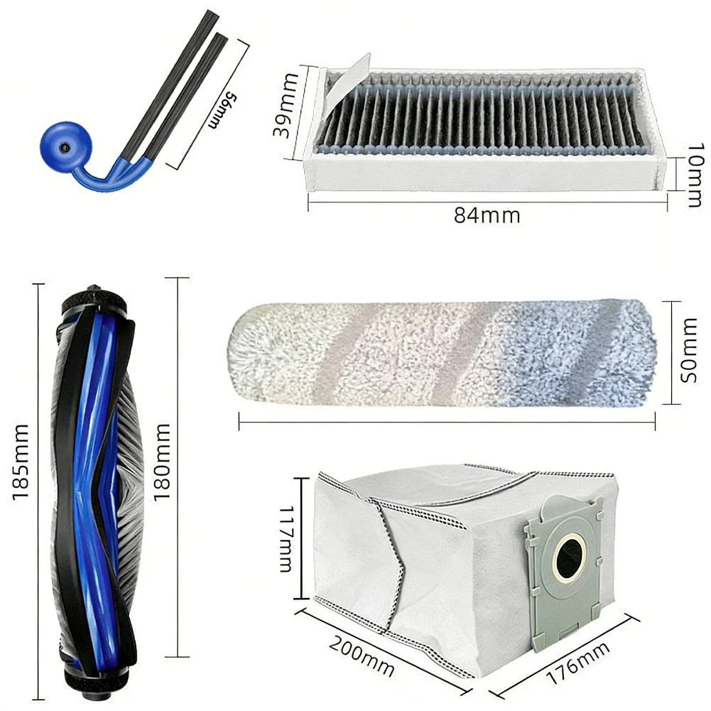 For YEEDI S16 PLUS Robot Vacuum Spare Parts Kit Main Brush Roller Dust Bags Filters Side Brushes ABS Nylon Build