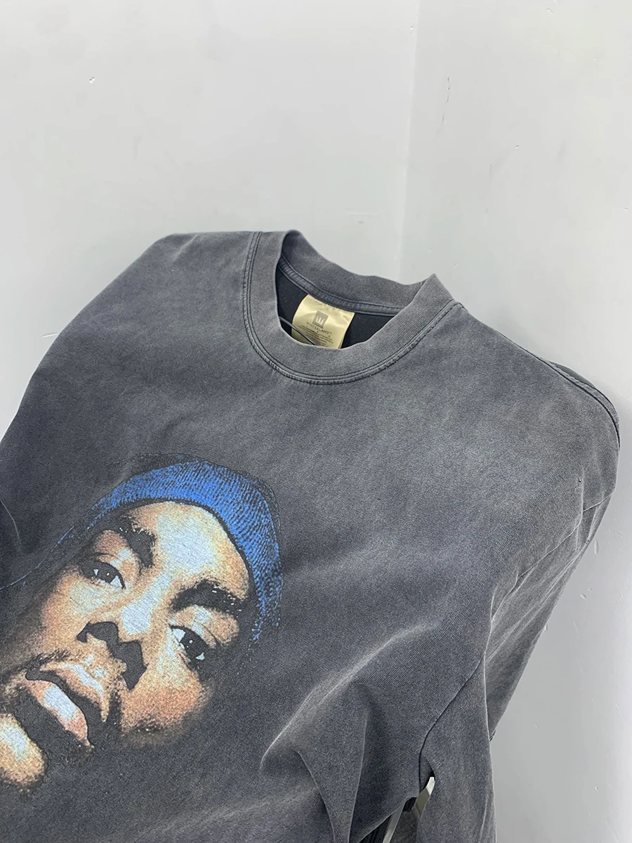  Portrait Direct Print T-Shirt American Retro Loose Short Sleeve Breathable Cotton Casual Top for Couples