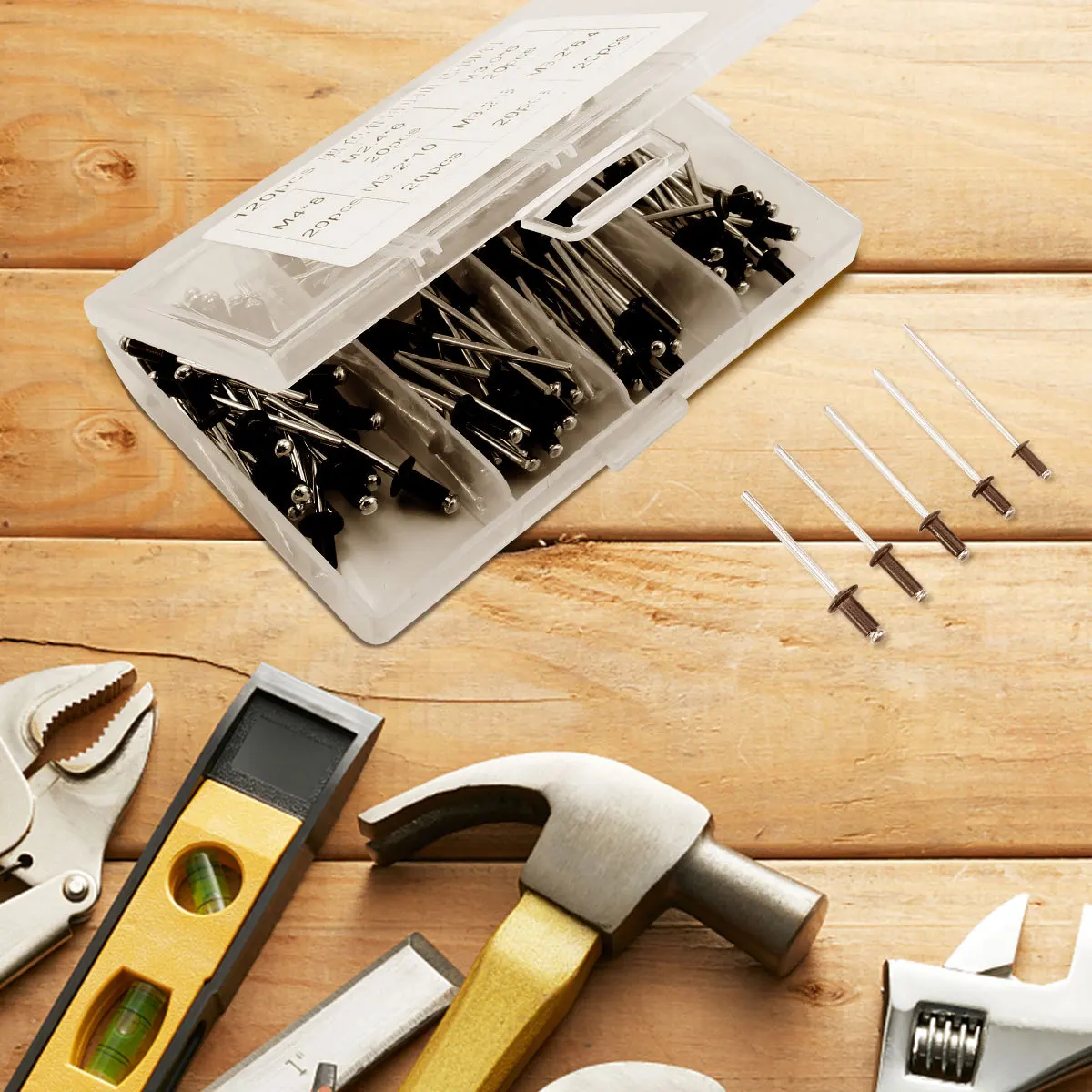 

120Pcs M2.4 M3.0 M3.2 Black Aluminium Blind Rivets Easy Install Smooth Surface for Construction Furniture