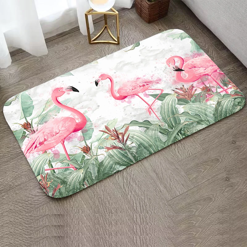 Non-slip Kitchen Mat Flamingo Custom Rugs Anime Rug Mats Bedroom House Entrance Mat Home Decoration Living Room Carpet Foot Door