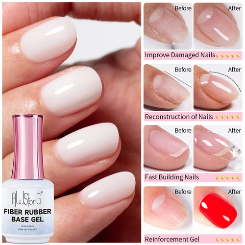 Imagen 2 del producto AWStorG-Gel Base de goma de fibra para uñas, esmalte de Gel UV, reparación semipermanente, arreglo de grietas, Base de goma para uñas, fortalecedor de Gel, 15ml