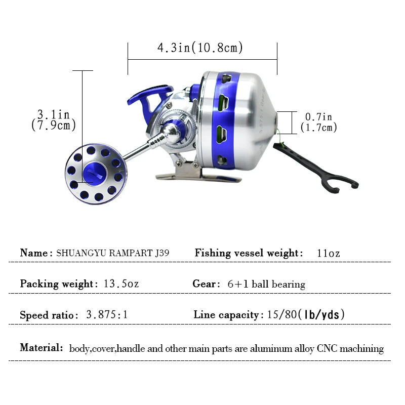 New Slingshot Compound Bow Fishing Aluminum Alloy Fishing Reel J39 Two-color High-end Reel 3.8:1 Gear Ratio Wear-resistant