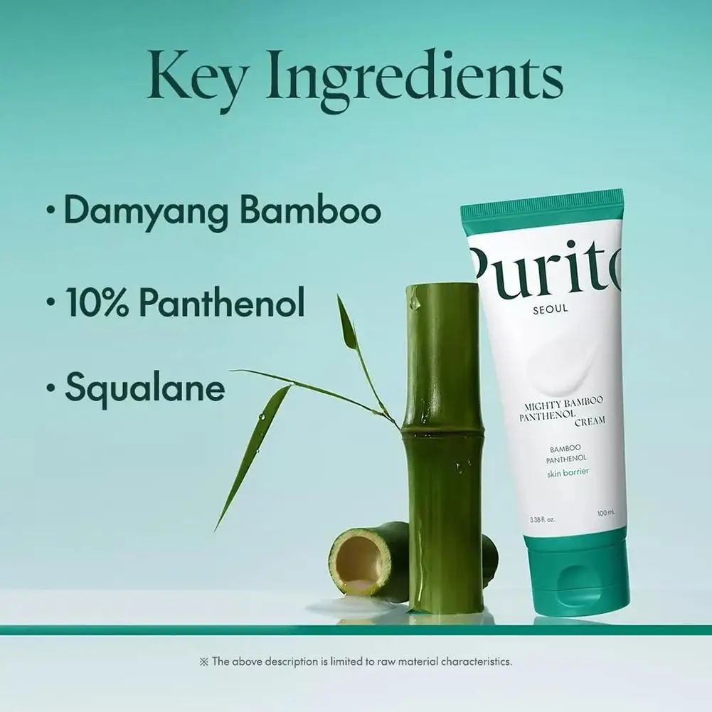 Purito Bamboo Essence Cream Beruhigende, feuchtigkeitsspendende, reparierende Hautbarriere, minimiert feine Linien, Panthenol, intensive Gesichtspflege