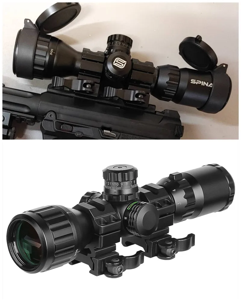 SPINA Optics 3-9x32 AOL Short Tacticle Riflescope Red Green Illuminated Mil-dot Sight Rifle Scope For BB Gun Pistol Rifle