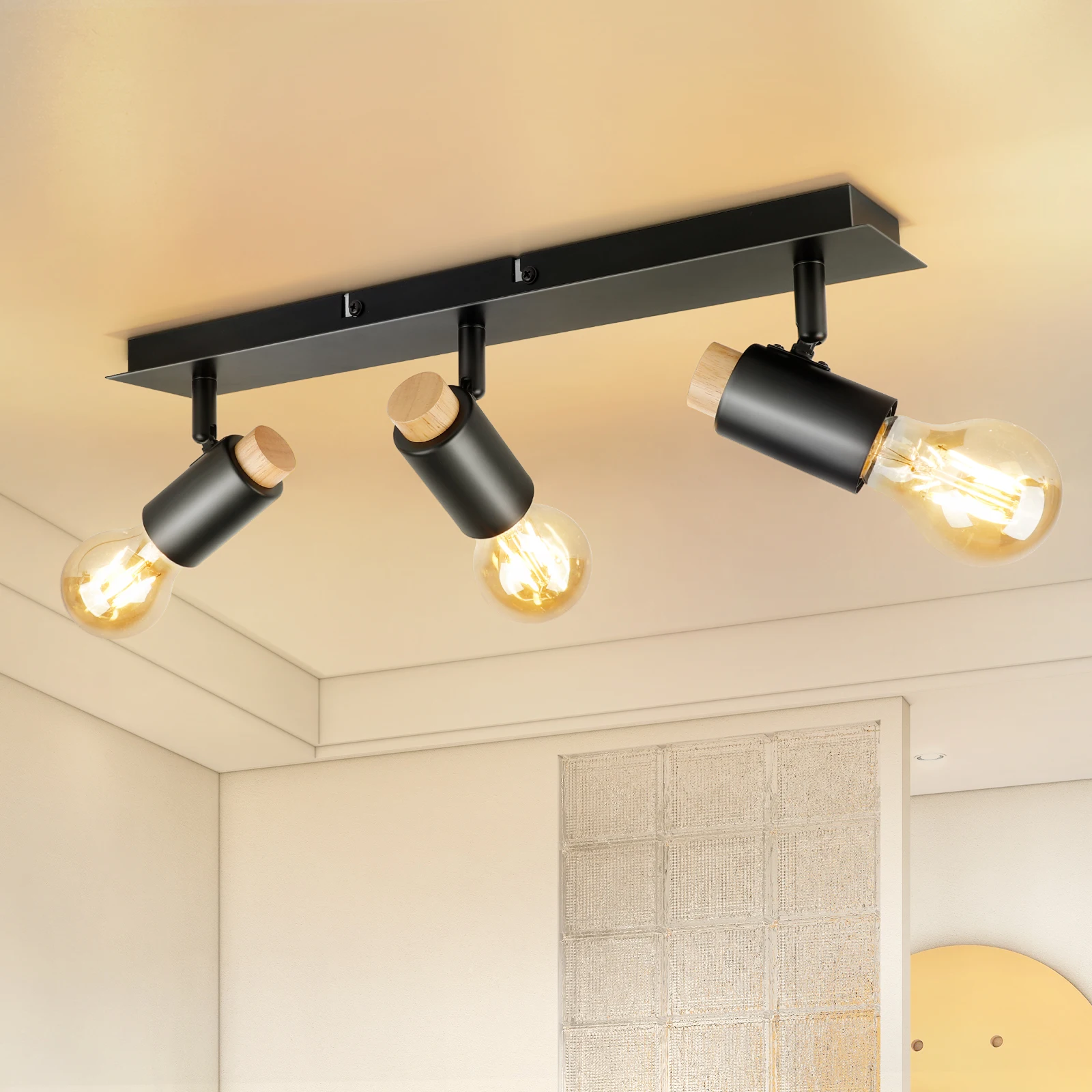 kimjo rotatable kitchen ceiling light e27 industrial spotlight sem lampadas para iluminacao interna preto maneiras base e27 01