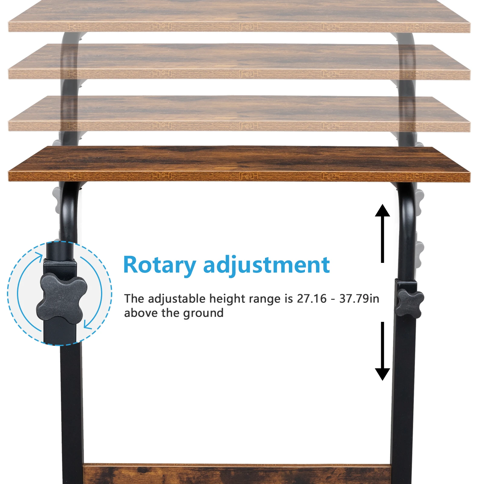 [Old code:31585662]Rolling & Height adjustable P2 15MM Chipboard & Steel Side Table with Baffle