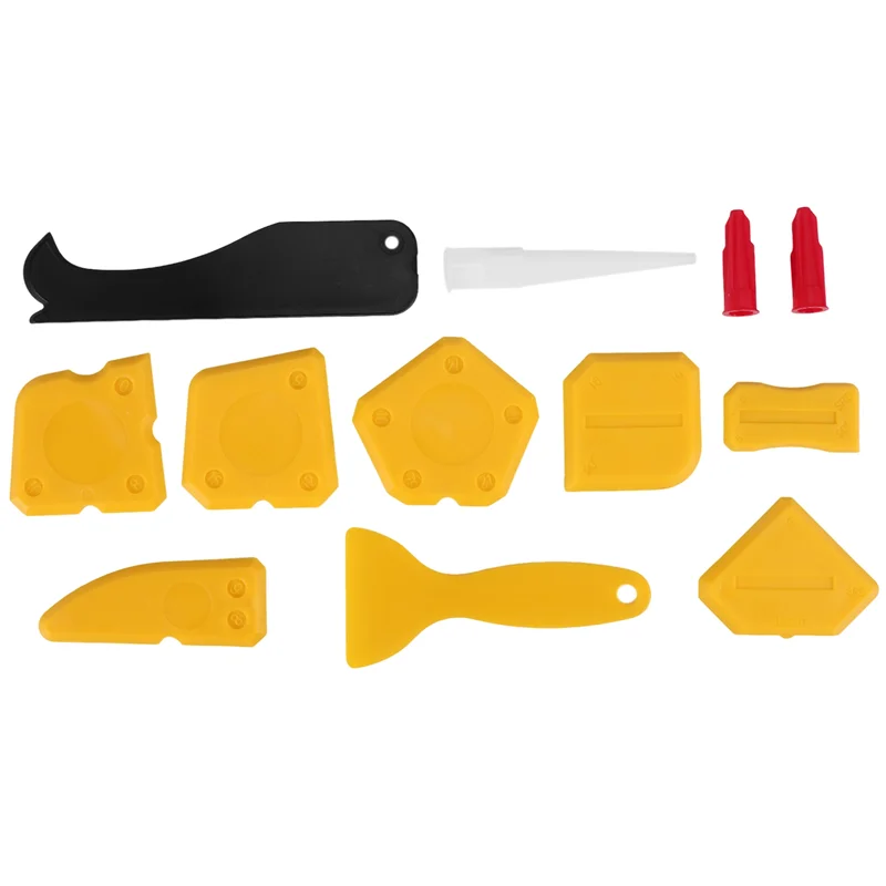 Il meglio di 2025-12 pezzi Kit di strumenti per calafataggio Sigillante siliconico Strumento di finitura Raschietto per malta Dispositivo per rimozione mastice e ugello per mastice e mastice