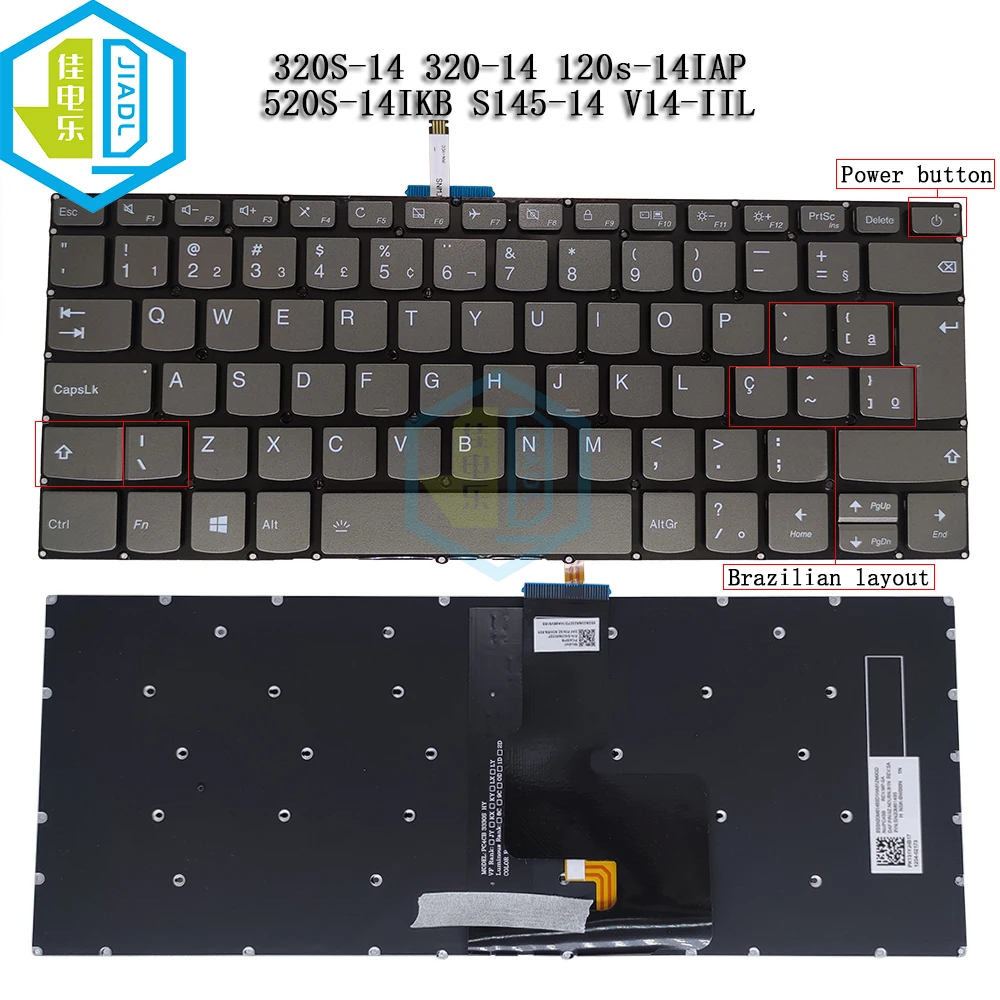 320-14 Backlit Spanish Brazilian Keyboard For Lenovo Ideapad 320-14IKB 320-14AST 520S-14 S145-14API 14IIL S145-14 V14-IKB PC4SB