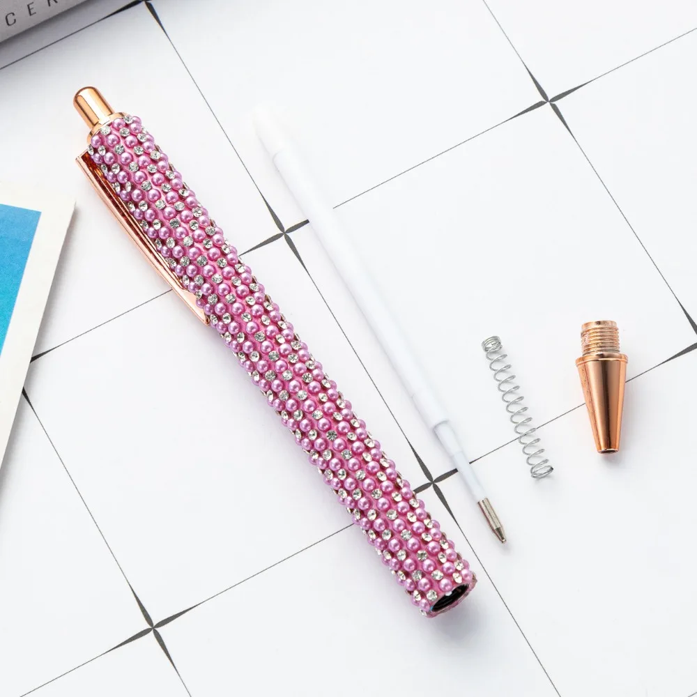 1Pcs Perlen Kugelschreiber Büro Unterzeichnung Stift Versenkbare Kugelschreiber Business Stift Schreiben Reibungslos Geschenk Stift – Detail 5