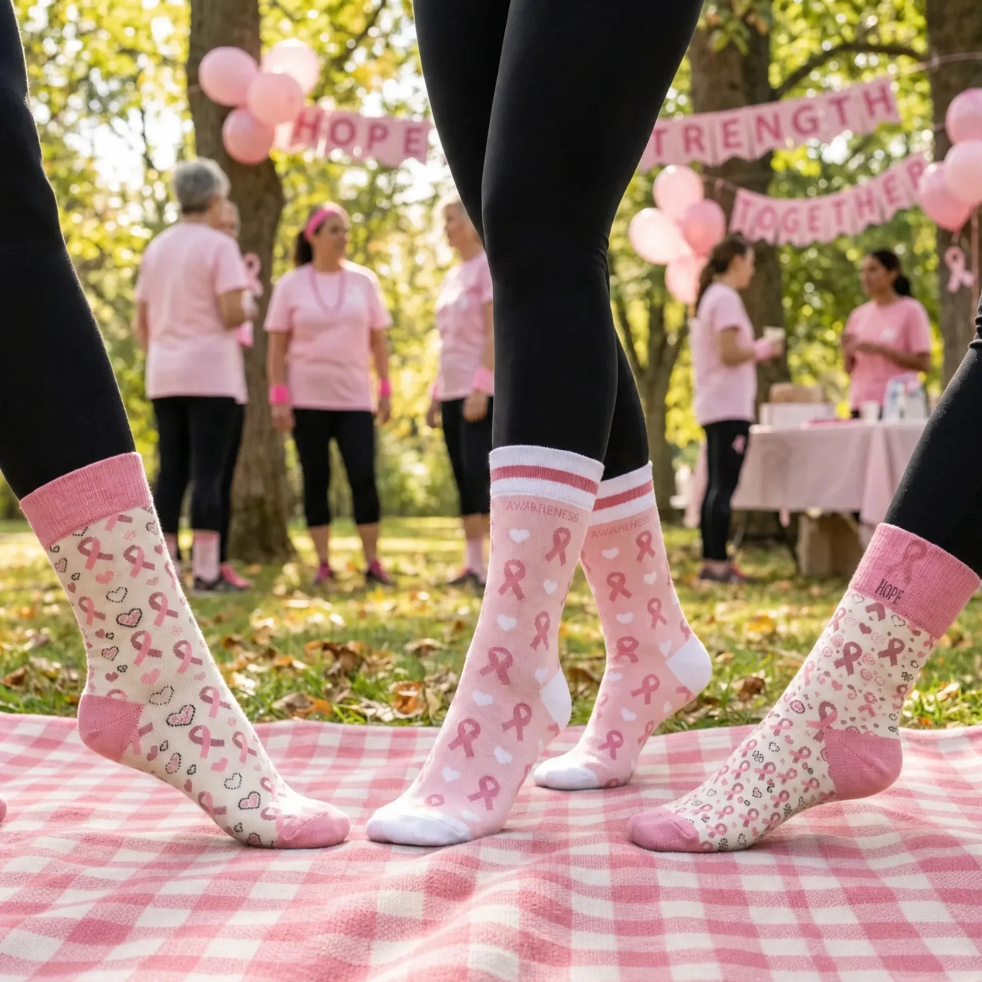3 Pairs Pink Ribbon Breast Cancer Awareness Crew Socks,Socks For Women, Mothers, Daughters, Teams & Supporters