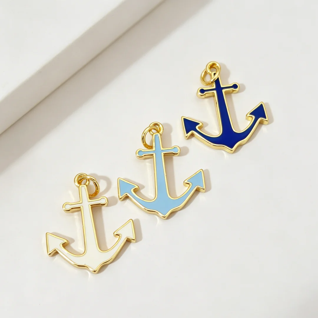 

4Pcs Pendants Brass Plated Cute Anchor Baby Romper Charms Multicolor Enamel for Diy Jewelry Making Necklace Bracelet Accessories