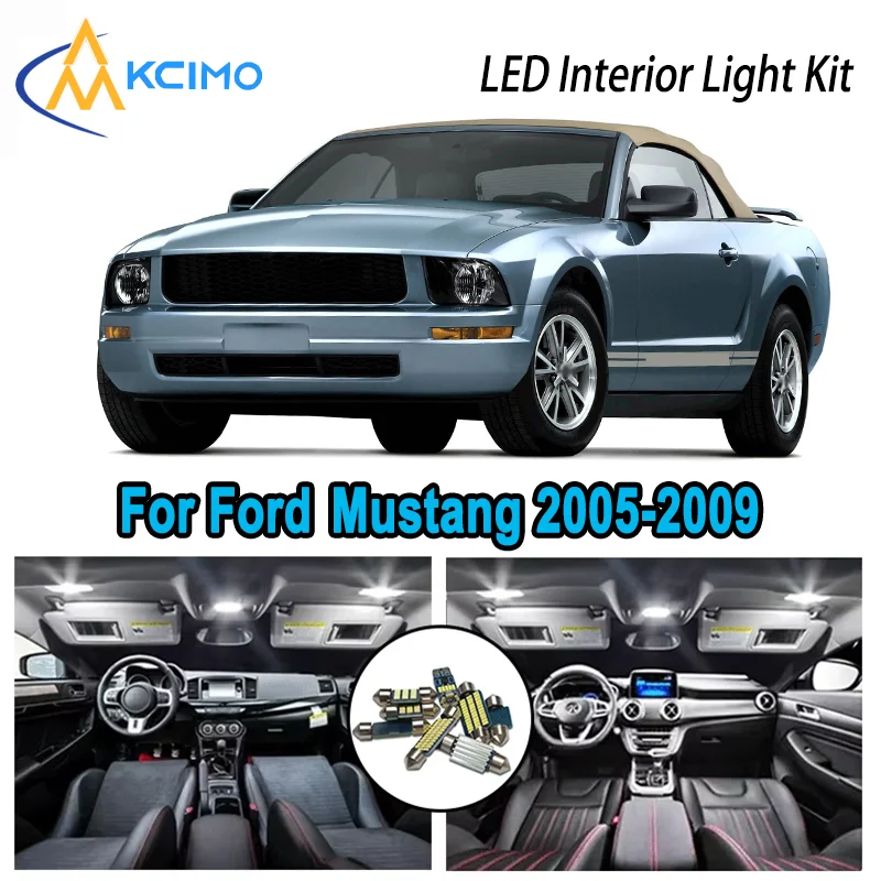 

High-Quality LED Interior Kit for Ford Mustang 2005-2009 2006 2007 2008 2009 Premium Error-Free Dome Map Trunk Automotive Lamps