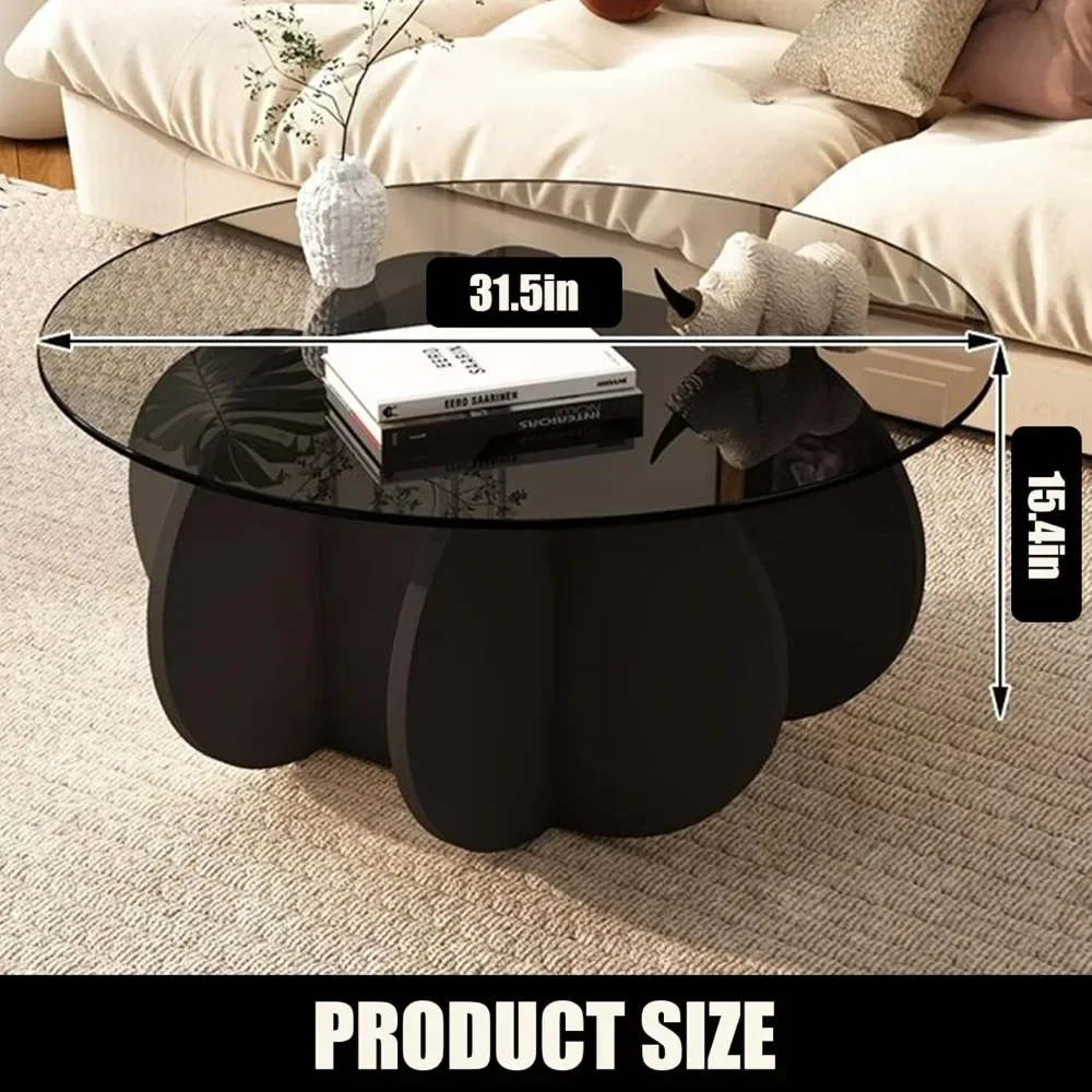 31.5 Round Glass Coffee Table for Living Room Mid Century Modern Coffee Table Unique Circle Center Table