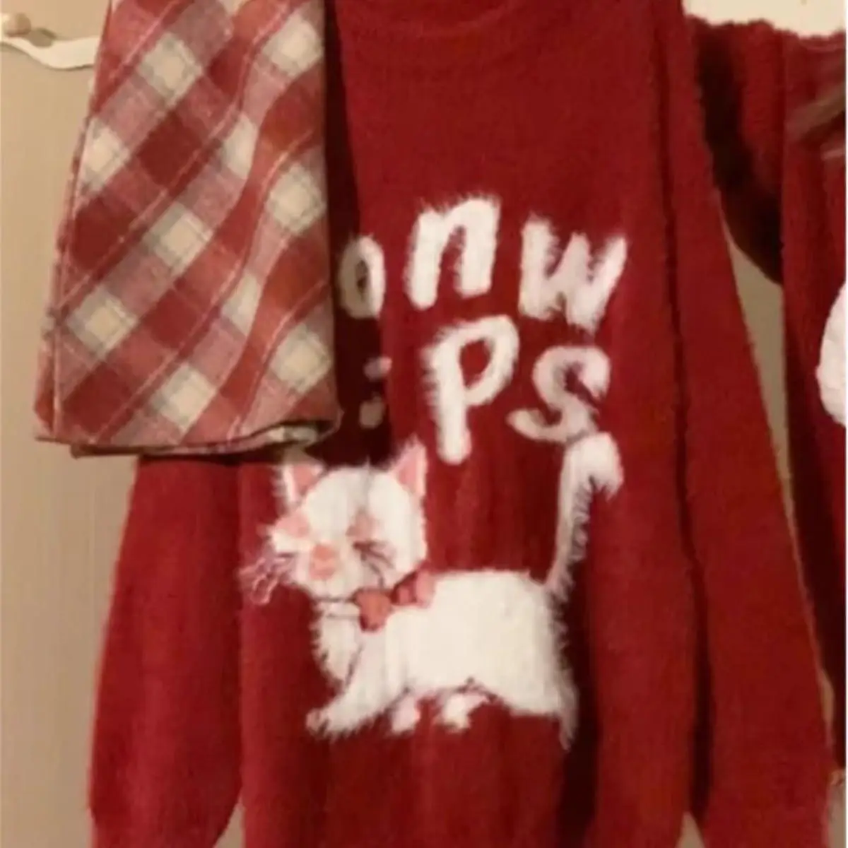 سترة نسائية محبوكة مبطنة باللون الأحمر من Fce سترة شتوية بطبقة أساسية تي شيرت لطلاب المدارس الثانوية الصغار...