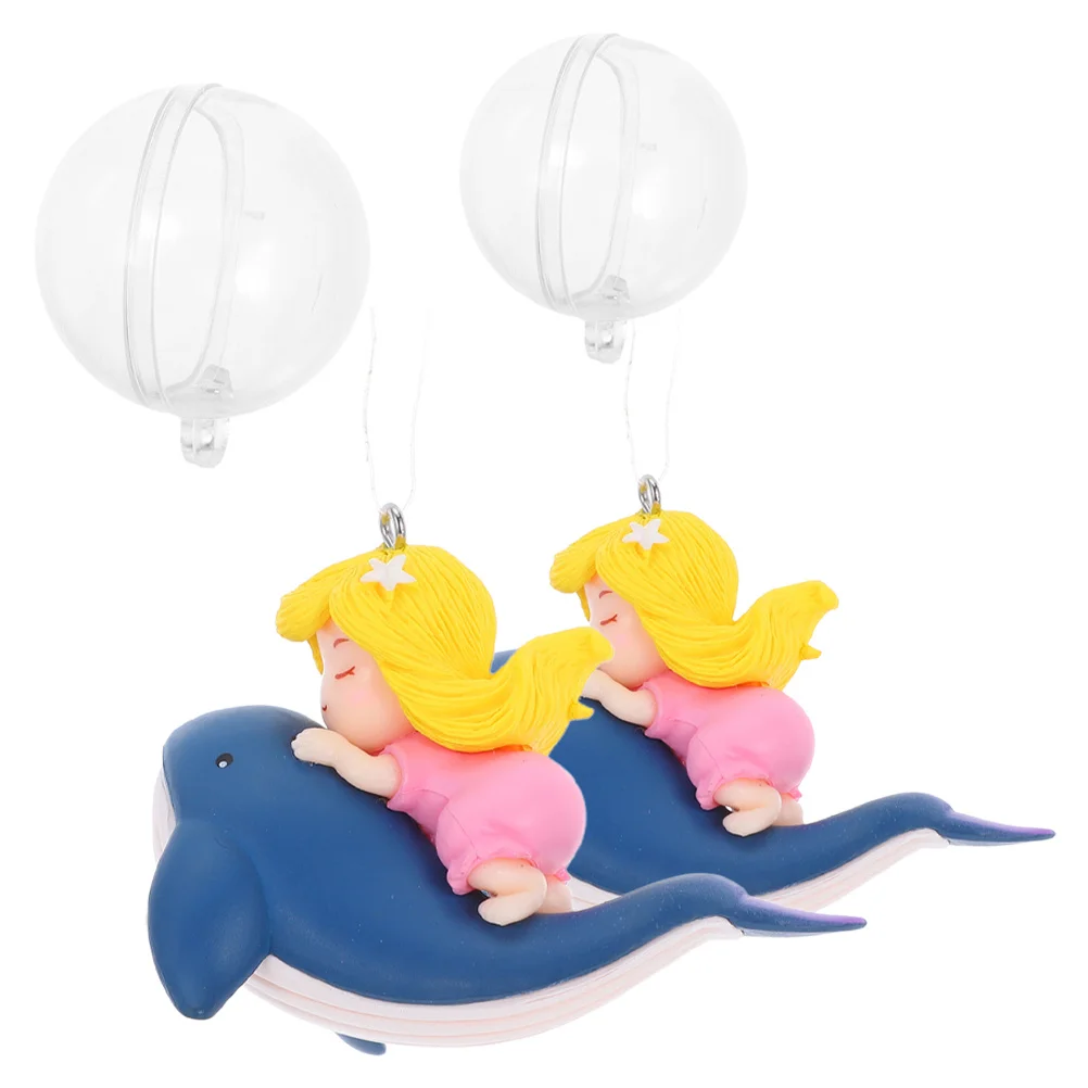 

2Pcs Riding Whale Girl Ornament Floating Aquarium Decorations Cute DIY Water Quality Safe for All Fish Tanks Fish Tank Statue
