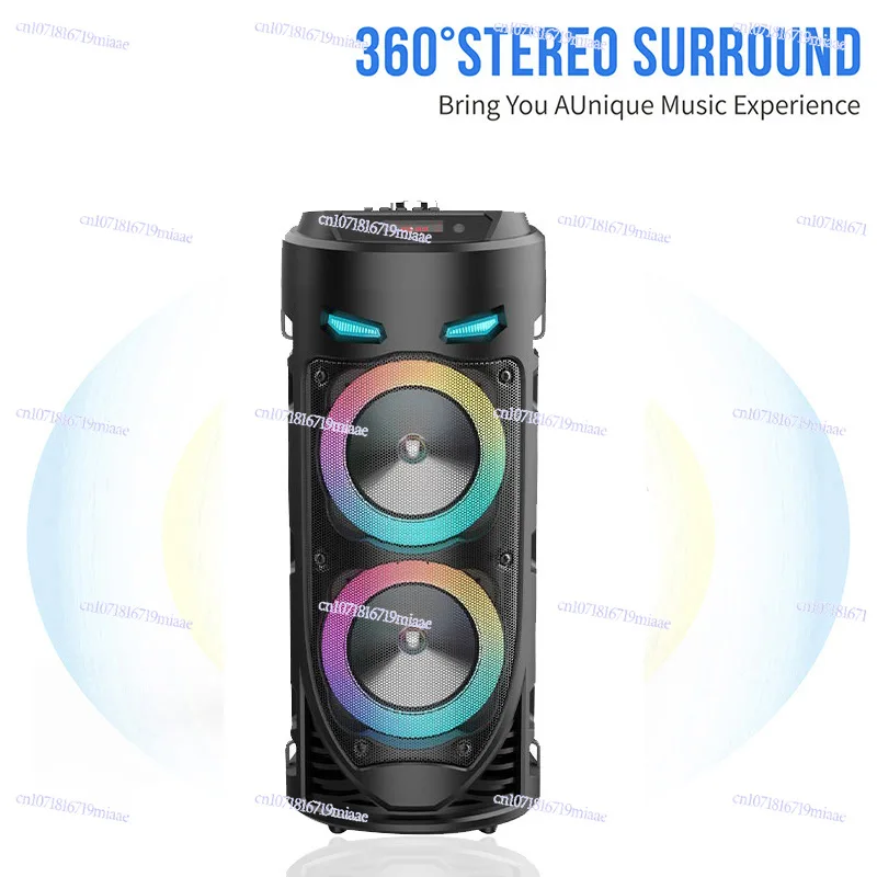 ZQS4239 Cross-border RGB Light Bluetooth Speaker Portable Dual Speaker Barrel Karaoke Outdoor Square