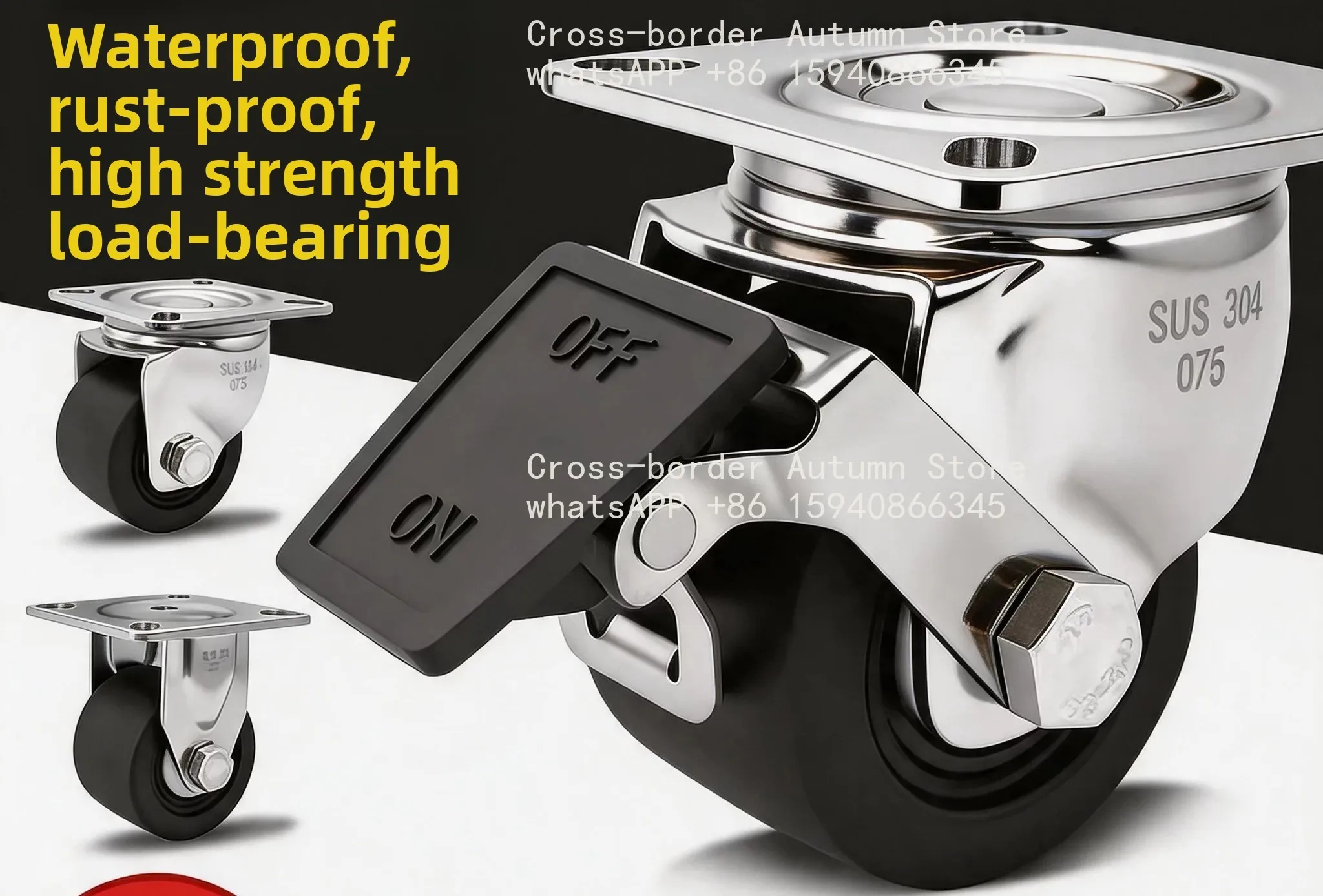 Stainless steel low center of gravity universal wheels super heavy duty casters, directional brake universal 2/3 inch