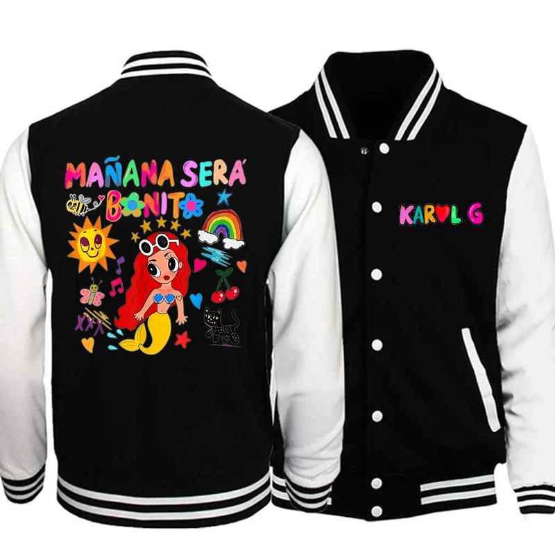 Women\'s New Cartoon Manana Sera Bonito Sweatshirt Karol G Jacket Music Tomorrow Will Be Nice Fashion Baseball Jersey Top