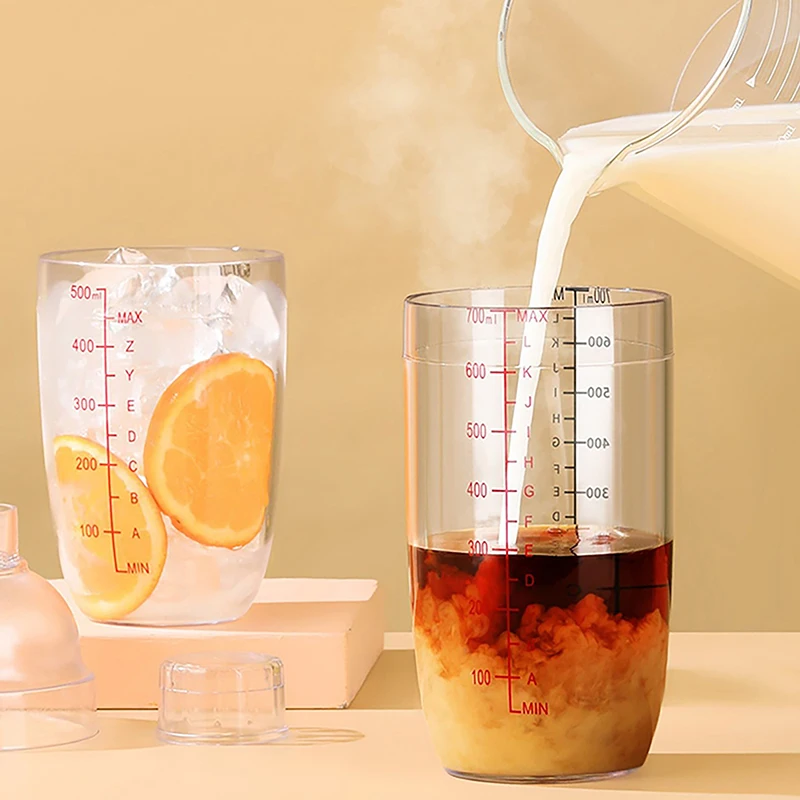 Plastic Cocktail Shaker Hand Shaker Cup with Scales 350ml/530ml/700ml/1000ml Milk Tea Wine Drink Shaker Mixer Bar Tool